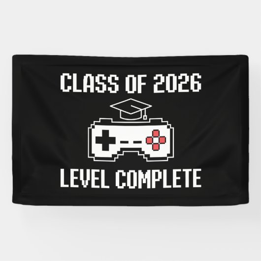 Class Of 2026 Level Complete Gaming Graduation 横断幕 (横)