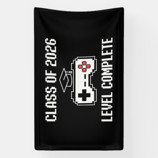 Class Of 2026 Level Complete Gaming Graduation 横断幕 (縦)