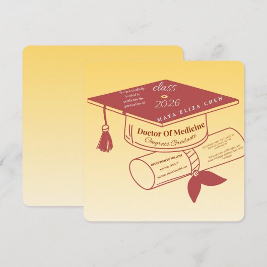 Class of 2026 Medical Graduation Invitation Custom 招待状 (正面/裏面)