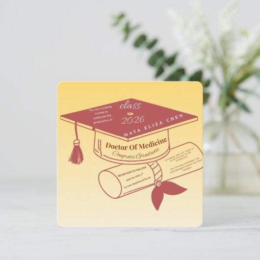 Class of 2026 Medical Graduation Invitation Custom 招待状 (スタンド正面)