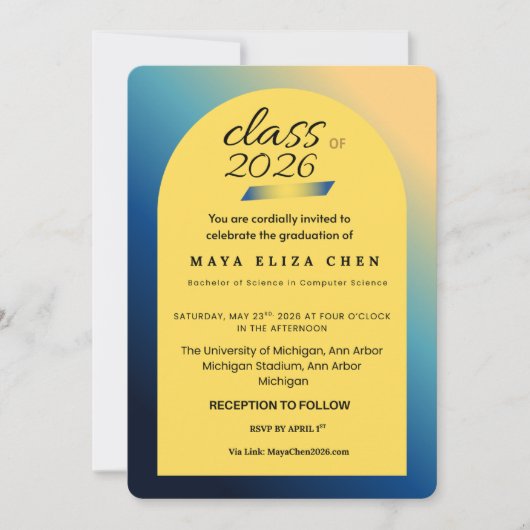Class of 2026 Modern Arch Graduation Party Invitat 招待状 (正面)