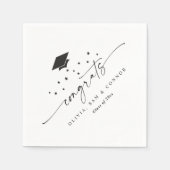 Class of 2026 Modern Black and White Graduation スタンダードカクテルナプキン (正面)