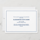 Class of 2026 Navy Blue Modern Bold Photo Grad 案内状 (裏面)