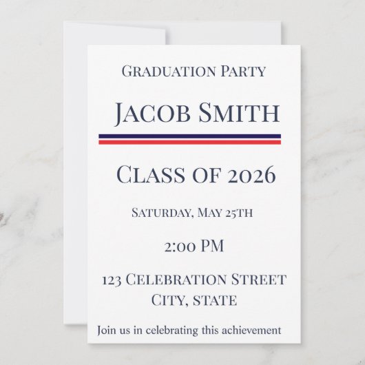 Class of 2026 Patriotic Graduation Invite 招待状 (正面)
