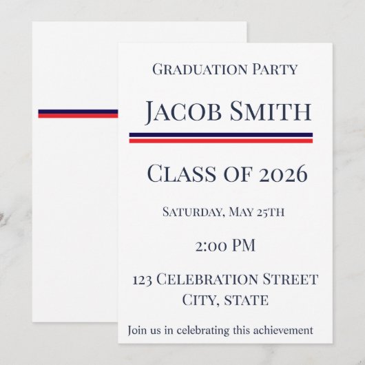 Class of 2026 Patriotic Graduation Invite 招待状 (正面/裏面)