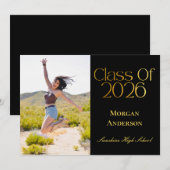 Class of 2026 Photo Black and Gold Announcement 招待状 (正面/裏面)