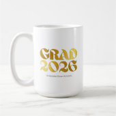 Class of 2026 Photo Black and Gold Typography コーヒーマグカップ (左)