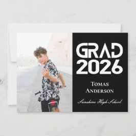 Class of 2026 Photo Black and White Announcement  招待状