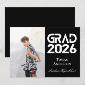 Class of 2026 Photo Black and White Announcement 招待状 (正面/裏面)