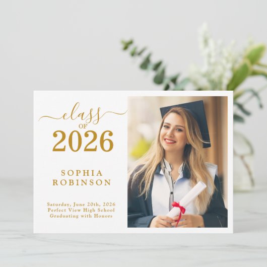 Class of 2026 Photo Modern Graduation Announcement 招待状 (スタンド正面)
