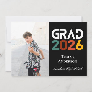 Class of 2026 Photo Vintage Retro Announcement 招待状