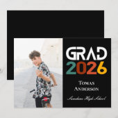 Class of 2026 Photo Vintage Retro Announcement  招待状 (正面/裏面)