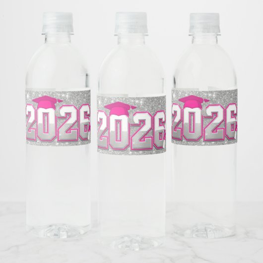 Class of 2026 Pink and Silver Graduation  ペットボトルラベル (ボトル)