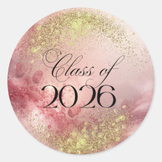 Class of 2026 - Pink & Gold Sparkle Stickers ラウンドシール
