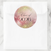 Class of 2026 - Pink & Gold Sparkle Stickers ラウンドシール (バッグ)