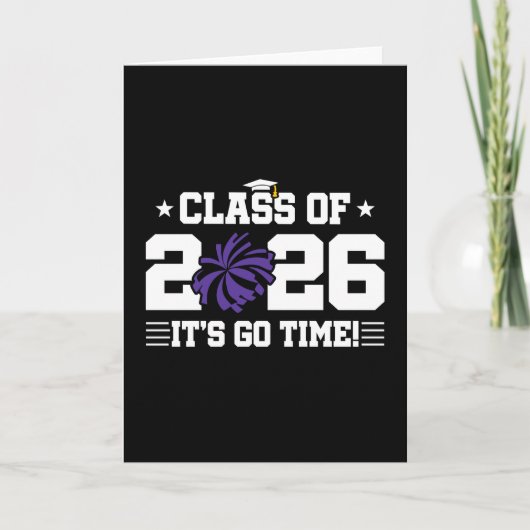 Class of 2026 Purple Cheer Graduation It’s Go Time カード (正面)