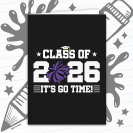Class of 2026 Purple Cheer Graduation It’s Go Time カード