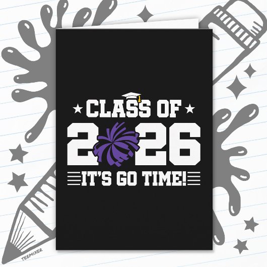 Class of 2026 Purple Cheer Graduation It’s Go Time カード