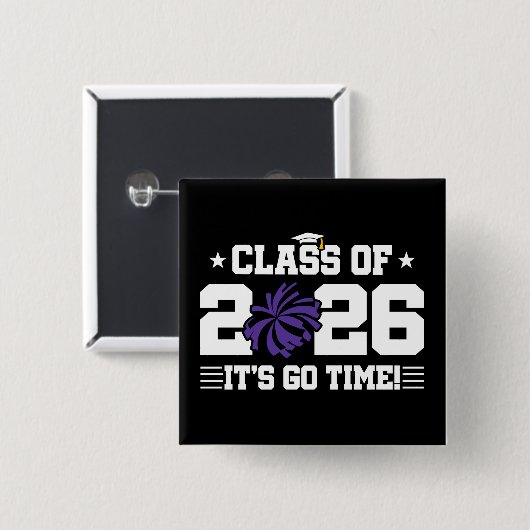 Class of 2026 Purple Cheer Graduation It’s Go Time 缶バッジ (正面&裏面)