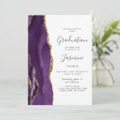Class of 2026 Purple Gold Agate Dark Graduation 招待状 (スタンド正面)