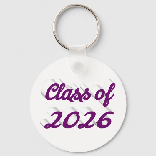 Class of 2026 purple script graduation キーホルダー (正面)