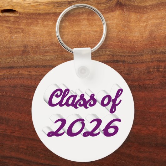 Class of 2026 purple script graduation キーホルダー (正面)