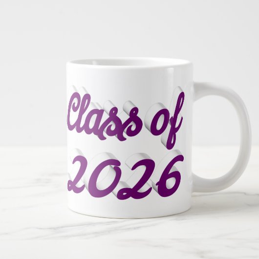 Class of 2026 purple script graduation ジャンボコーヒーマグカップ (右)