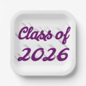 Class of 2026 purple script graduation  ペーパープレート (正面)
