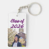 Class of 2026 purple script graduation photo  キーホルダー (裏面)