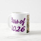 Class of 2026 purple script graduation photo   コーヒーマグカップ (正面左)
