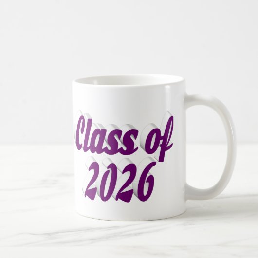 Class of 2026 purple text graduation コーヒーマグカップ (右)