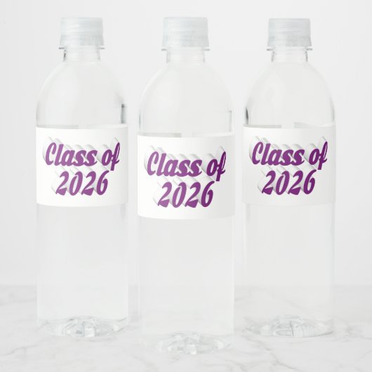 Class of 2026 purple text graduation  ペットボトルラベル (ボトル)