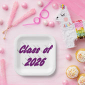 Class of 2026 purple typography graduation  ペーパープレート (パーティー)