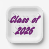Class of 2026 purple typography graduation  ペーパープレート (正面)