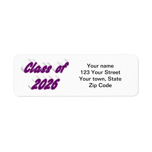 Class of 2026 purple typography  graduation ラベル (正面)