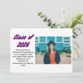 Class of 2026 purple typography  graduation photo 招待状 (スタンド正面)