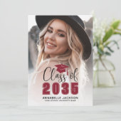 Class Of 2026 Red Graduate Photo Graduation 招待状 (スタンド正面)