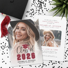 Class Of 2026 Red Graduate Photo Graduation 招待状