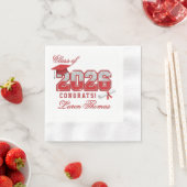 Class of 2026 Red & Silver Graduation Varsity 縁ありカクテルナプキン (インサイチュ)