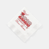 Class of 2026 Red & Silver Graduation Varsity 縁ありカクテルナプキン (角)