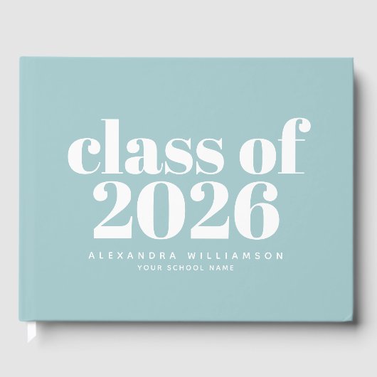 Class of 2026 Retro Soft Blue Personalized Name ゲストブック (正面)