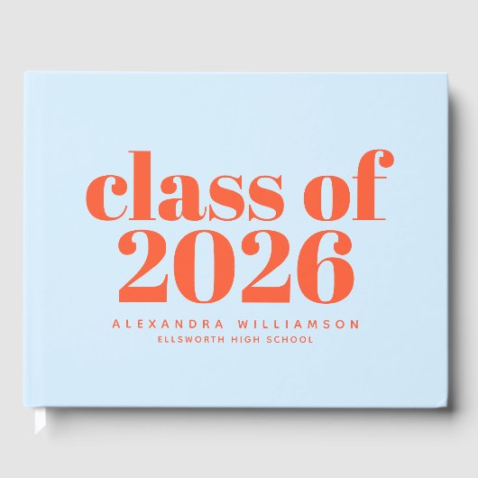 Class of 2026 Retro Typography Blue Orange ゲストブック (正面)