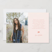 Class of 2026 Script Name Peach Grad Photo 案内状 (裏面)