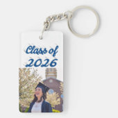 Class of 2026 sea blue script graduation  photo  キーホルダー (裏面)