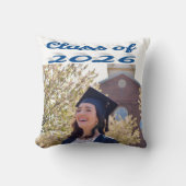 Class of 2026 sea blue script graduation photo クッション (正面)