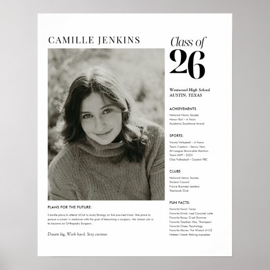 Class of 2026 Senior Photo Memory Poster ポスター (正面)