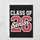 Class Of 2026 Senior Red Graduation 26 Graduate 招待状 (正面)