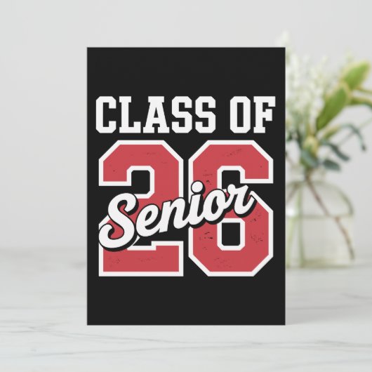 Class Of 2026 Senior Red Graduation 26 Graduate 招待状 (スタンド正面)