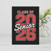Class Of 2026 Senior Red Graduation 26 Graduate 案内状 (スタンド正面)