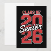 Class Of 2026 Senior Red Graduation 26 Graduate 案内状 (正面/裏面)